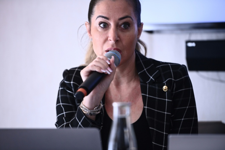 L'influenceuse Magali Berdah lors d'une conférence de presse, le 14 septembre 2022 à Paris ( AFP / Christophe ARCHAMBAULT )