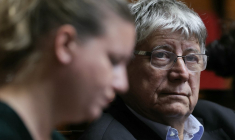Mathilde Panot et Éric coquerel à Paris, le 8 octobre 2024. ( AFP / THOMAS SAMSON )