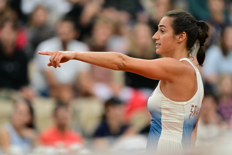 Caroline Garcia à Paris, le 27 juillet 2024. ( AFP / MARTIN BERNETTI )