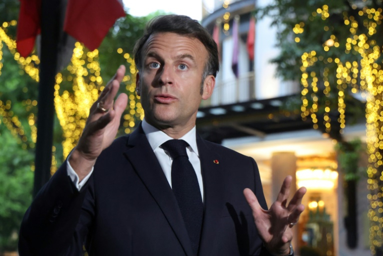 Le président Emmanuel Macron à Hanoï au Vietnam le 26 mai 2025 ( POOL / Ludovic MARIN )