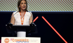 Marylise Léon, secrétaire générale de la CFDT, lors de l'ouverture du 51e congrès du syndicat à Bordeaux, le 22 juin 2026 ( AFP / ROMAIN PERROCHEAU )