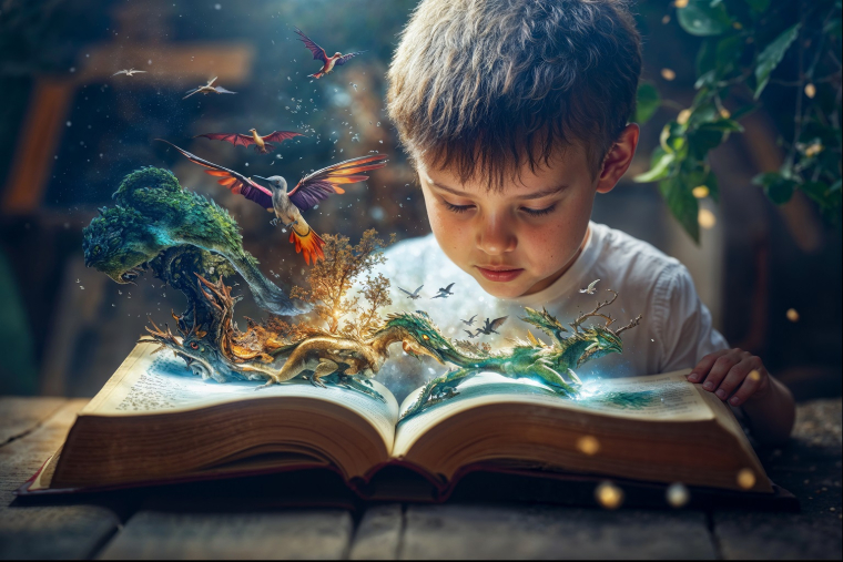 Les livres pour les enfants connaissent bien peu de frontières de genres : garçons et filles ont les mêmes goûts et certains vieux classiques de la littérature de voyage peinent à se faire une place dans le cœur des enfants d’aujourd’hui. (crédit : Adobe Stock / photo générée par IA)