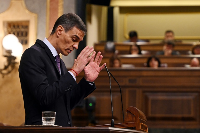 Pedro Sanchez au Parlement espagnol le 9 juillet 2025 ( AFP / JAVIER SORIANO )