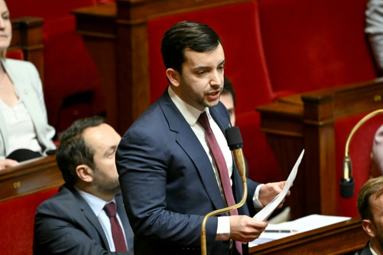 Le député du Rassemblement national Jean-Philippe Tanguy s'exprime lors d'une séance de questions au gouvernement à l'Assemblée nationale, à Paris, le 25 mars 2025 ( AFP / Bertrand GUAY )