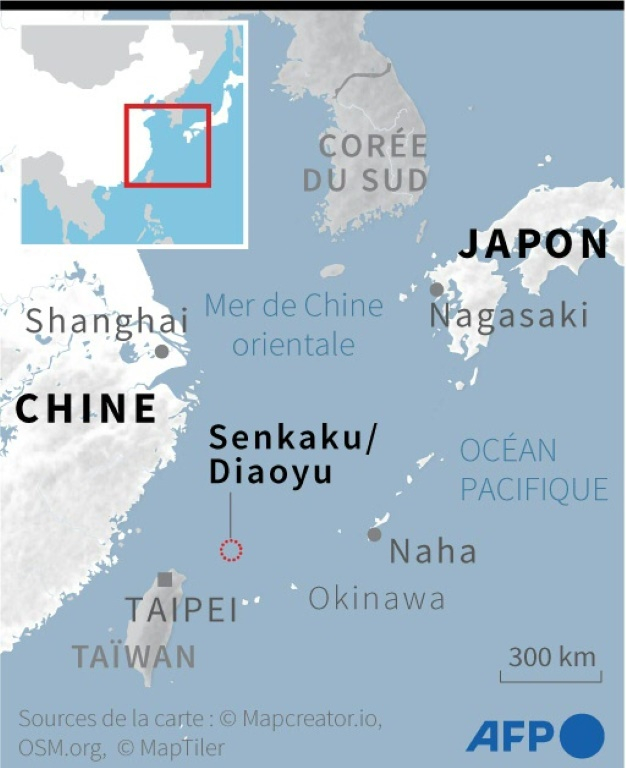 Les îles Senkaku/Diaoyu en mer de Chine orientale revendiquées par la Japon et la Chine ( AFP / Laurence CHU )