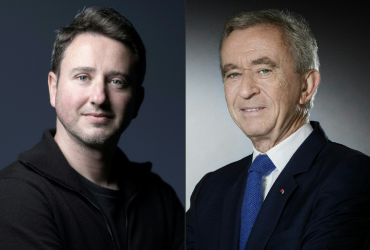 Combo photo avec l'économiste Gabriel Zucman et le milliardaire Bernard Arnault qui s'oppose à son idée de taxe sur les plus hauts patrimoines, le 20 septembre 2025 ( AFP / JOEL SAGET )