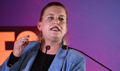 Mathilde Panot à Chevilly-Larue, le 15 mars 2023. ( AFP / EMMANUEL DUNAND )