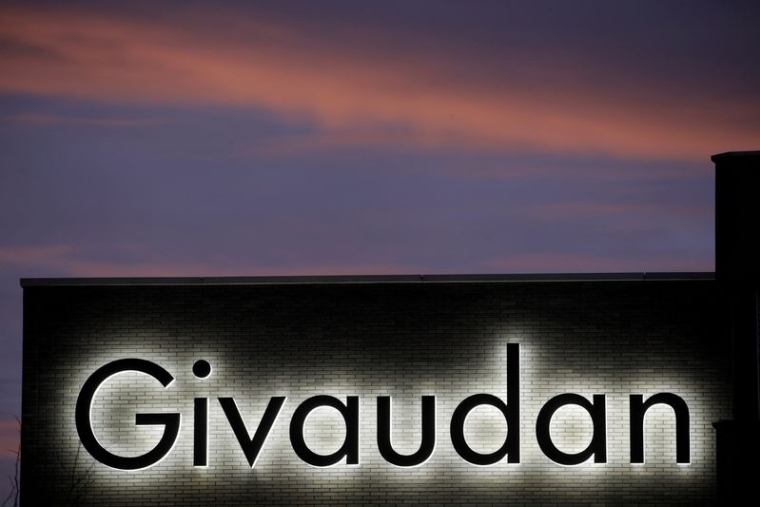 Le logo de Givaudan dans son centre d'innovation à Kemptthal
