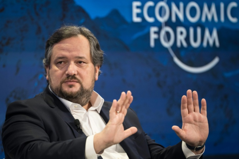 Le directeur général de la Société Générale, Slawomir Krupa, à Davos en Suisse le 17 janvier 2024 ( AFP / Fabrice COFFRINI )
