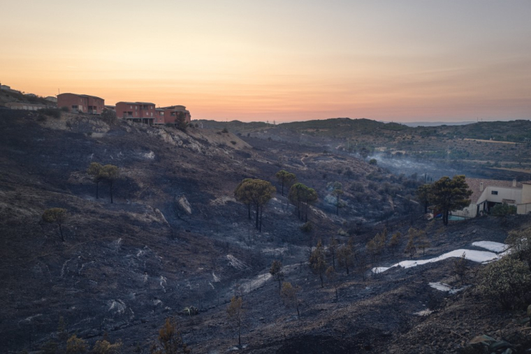 70 hectares de végétation brûlés par un incendie à Narbonne, dans le sud de la France, le 10 septembre 2024. ( AFP / IDRISS BIGOU-GILLES )