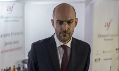 Le ministre français des Affaires étrangères, Jean-Noël Barrot, à Johannesbourg, en Afrique du Sud, le 21 février 2025. ( AFP / EMMANUEL CROSET )