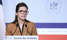 Aurore Bergé le 26 novembre 2025 à l'Elysée ( AFP / Thomas SAMSON )