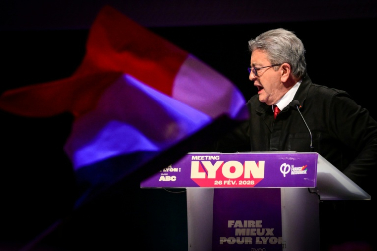 Jean-Luc Mélenchon à Lyon le 26 février 2026 ( AFP / OLIVIER CHASSIGNOLE )