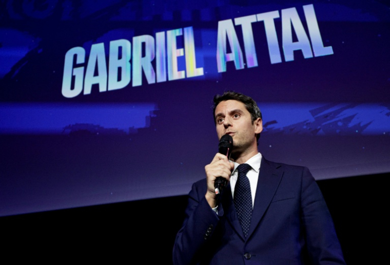 Gabriel Attal, secrétaire général de Renaissance, lors d'une réunion dans le cadre de la campagne pour l'élection présidentielle de 2027, le 27 janvier 2026 à Paris ( AFP / STEPHANE DE SAKUTIN )