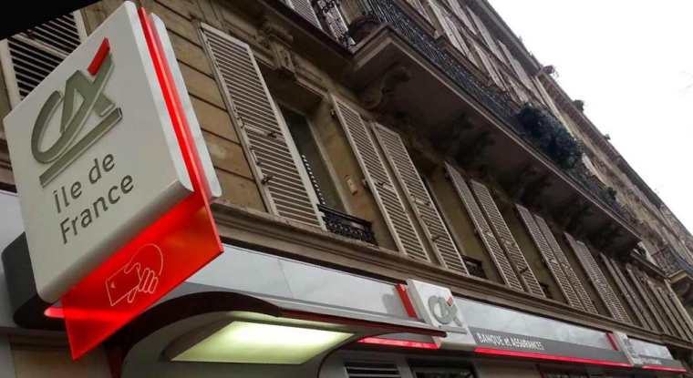 Une agence Crédit Agricole Ile-de-France, à Paris. (© L.Grassin)