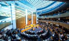 Salle plénière du Conseil national, chambre basse du Parlement autrichien (Nationalrat), à Vienne, en Autriche, le 7 mars 2025. ( APA / MAX SLOVENCIK )
