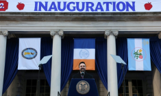 Le nouveau maire democrate de New York Zohran Mamdani lors de sa cérémonie d'investiture, le 1er janvier 2025. ( AFP / TIMOTHY A. CLARY )