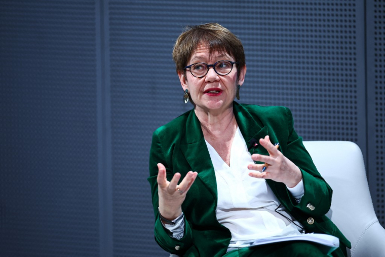 Odile Renaud-Basso à Londres, au Royaume-Uni, le 26 février 2024. ( AFP / HENRY NICHOLLS )