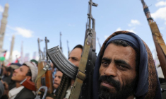 Rassemblement de manifestants en solidarité avec les Palestiniens, à Sanaa