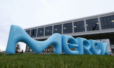 Le logo du groupe pharmaceutique et chimique Merck KGaA est photographié à Darmstadt
