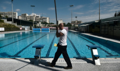 Une piscine à Thessalonique, en Grèce, le 1er juin 2020 ( AFP / Sakis MITROLIDIS )
