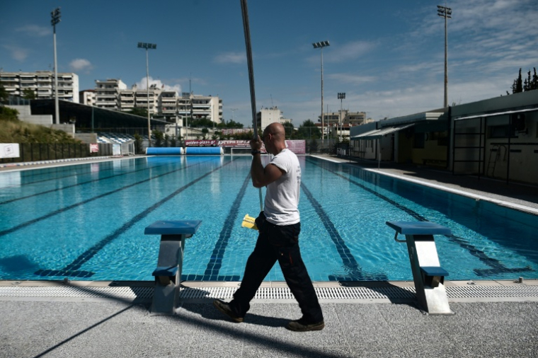 Une piscine à Thessalonique, en Grèce, le 1er juin 2020 ( AFP / Sakis MITROLIDIS )