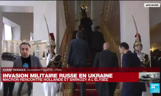 Invasion militaire russe en Ukraine : E. Macron reçoit F. Hollande et N. Sarkozy à l'Elysée