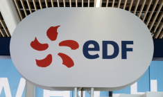 Le logo d'EDF photographié lors de l'exposition des technologies et de l'innovation Vivatech Porte de Versailles à Paris, le 23 mai 2024 ( AFP / MIGUEL MEDINA )
