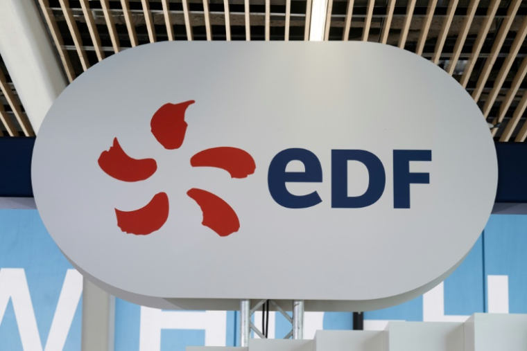 Le logo d'EDF photographié lors de l'exposition des technologies et de l'innovation Vivatech Porte de Versailles à Paris, le 23 mai 2024 ( AFP / MIGUEL MEDINA )