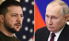 Volodymyr Zelensky et Vladmimir Poutine. ( SPUTNIK / Brendan SMIALOWSKI )