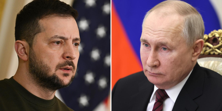 Volodymyr Zelensky et Vladmimir Poutine. ( SPUTNIK / Brendan SMIALOWSKI )