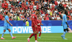 Cristiano Ronaldo (c) durant le match Portugal-RD Congo du Mondial 2026, le 17 juin 2026 à Houston ( AFP / RONALDO SCHEMIDT )