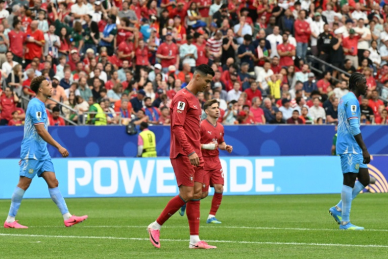Cristiano Ronaldo (c) durant le match Portugal-RD Congo du Mondial 2026, le 17 juin 2026 à Houston ( AFP / RONALDO SCHEMIDT )