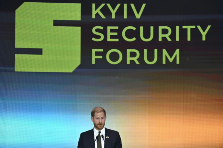 Le prince Harry lors du Forum sur la sécurité à Kiev, le 23 avril 2026 en Ukraine ( AFP / Genya SAVILOV )