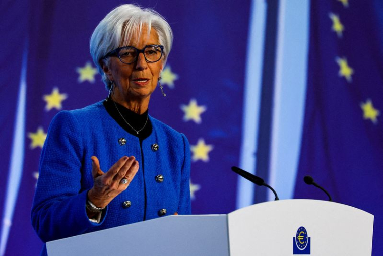 La présidente de la BCE Christine Lagarde au siège de la Banque centrale