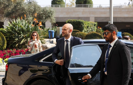 Le ministre français de l'Europe et des Affaires étrangères, Jean-Noël Barrot, à Jérusalem