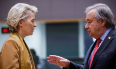 Photo de la présidente de la Commission européenne Ursula von der Leyen et du secrétaire général des Nations unies António Guterres