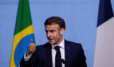 Le président français Emmanuel Macron s'exprime lors du Forum économique Brésil-France à la Fédération des industries de l'État de Sao Paulo (FIESP) à Sao Paulo
