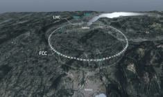 Cette photo publiée par le CERN (Organisation européenne pour la recherche nucléaire), le 19 avril 2023, montre le site du gigantesque projet européen d'accélérateur de particules près de Genève, en Suisse  ( European Organization for Nuclear Research (CERN) / HANDOUT )
