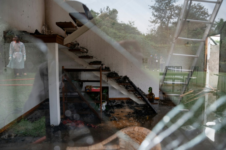 Vue d'une maison endommagée par une frappe de drone à Goma, dans l'est de la République démocratique du Congo (RDC), mercredi 11 mars 2026 ( AFP / Jospin Mwisha )