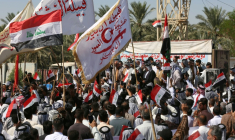Des agriculteurs irakiens participent à une manifestation à Diwaniyah, dans le centre du pays, le 4 octobre 2025. ( AFP / Hayder INDHAR )