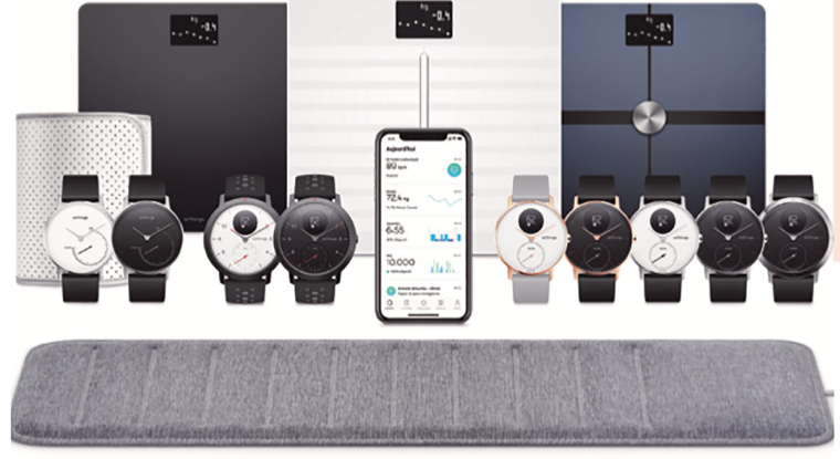 Des balances établissant un bilan de santé, des capteurs de sommeil à installer sous un matelas, des montres capables d’effectuer un électrocardiogramme, et depuis peu un dispositif d’analyse d’urine pour surveiller l’apport métabolique. (© Withings)
