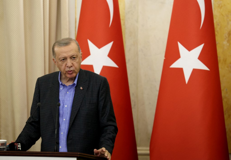 Recep Tayyip Erdogan à Lviv, en Ukraine, le 18 août 2022. ( AFP / DIMITAR DILKOFF )