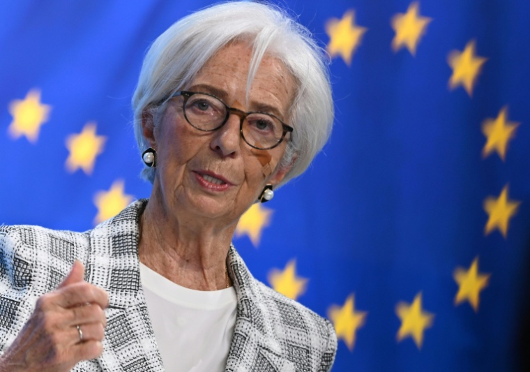 La présidente de la BCE Christine Lagarde, lors de la conférence de presse suivant la réunion de la banque centrale, le 29 octobre 2026 à Francfort ( AFP / Kirill KUDRYAVTSEV )