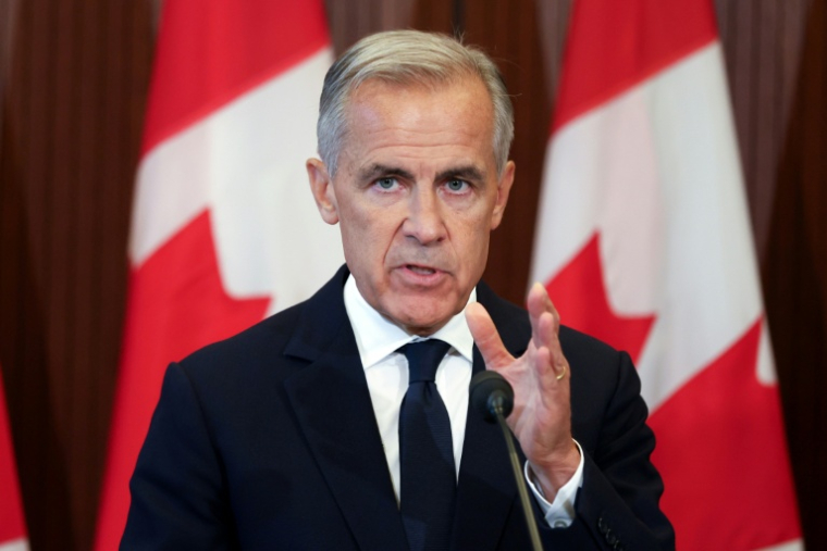 Le Premier ministre canadien Mark Carney lors d'une conférence de presse à Ottawa le 22 août 2026 ( AFP / Dave Chan )