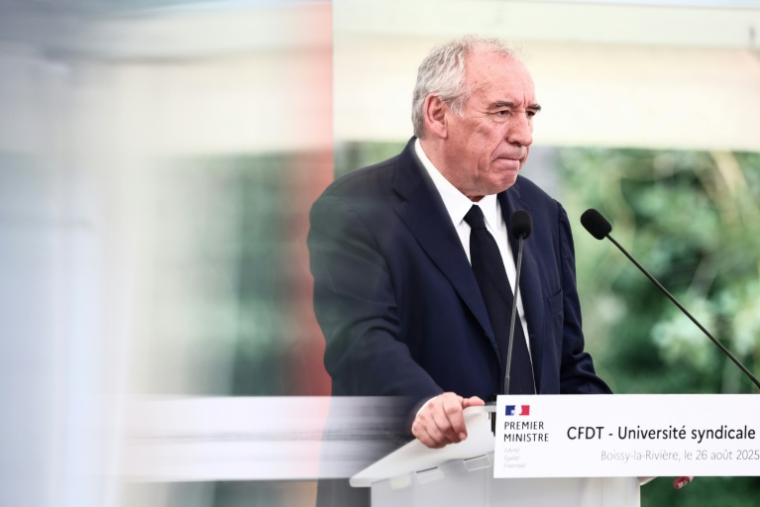 Le Premier ministre François Bayrou le 26 août 2025, à Boissy-la-Rivière, dans l'Essonne ( POOL / Thibaud MORITZ )