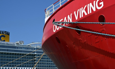 L'Ocean Viking, navire ambulance affrété par SOS Méditerranée, amarré au port de Civitacecchia, en Italie, le 14 juillet 2023 ( AFP / Andreas SOLARO )