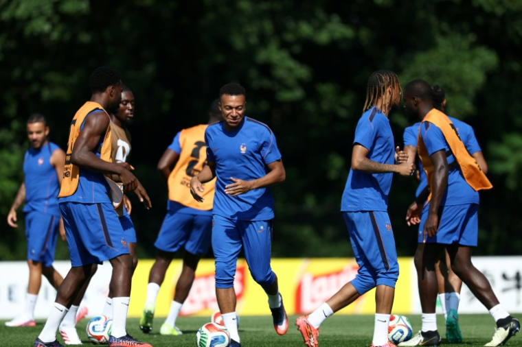 Les Bleus à l'entraînement de veille de match sur les installations du campus de Bentley à Waltham, près de Boston, le 8 juillet 2026 en vue du match contre le Maroc ( AFP / FRANCK FIFE )