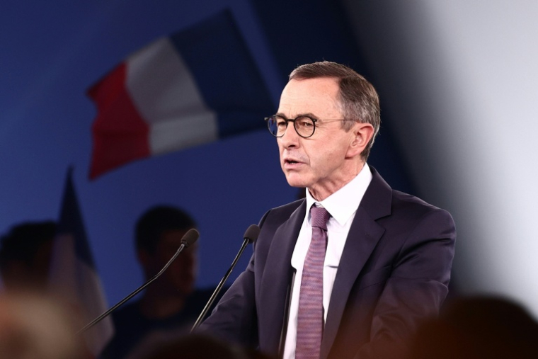 Le président de LR et candidat à la présidentielle, Bruno Retailleau lors du meeting de lancement de sa campagne au Parc Floral de Paris, le 20 juin 2026 ( AFP / Guillaume BAPTISTE )