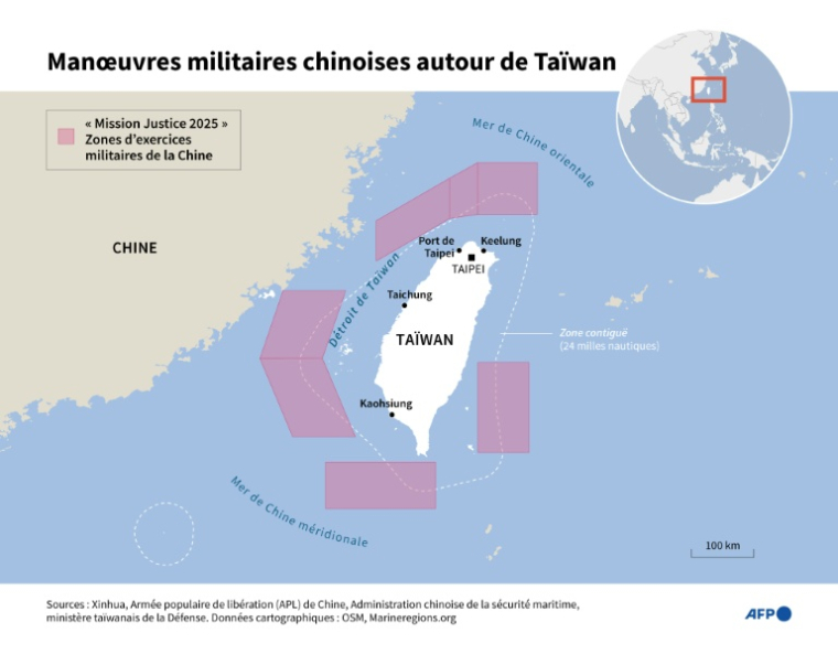 Manoeuvres militaires chinoises autour de Taïwan ( AFP / Paz PIZARRO )